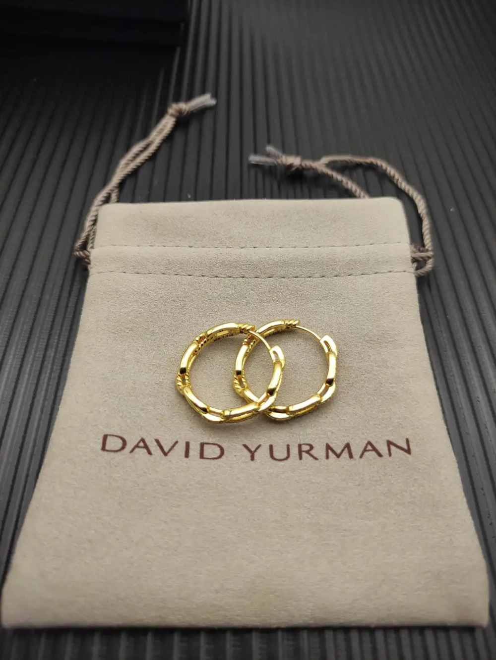 David Yurman Gold and Diamond Chain Earrings